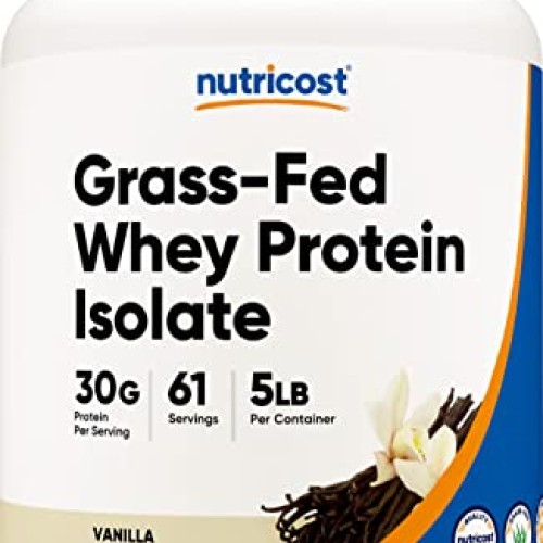 Nutricost Grass-Fed Whey Protein Isolate Vanilla 5LBS - Non-GMO...