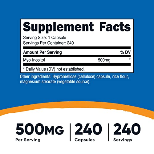 Nutricost Inositol Capsules 500mg, 240 Capsules - Veggie Capsules...