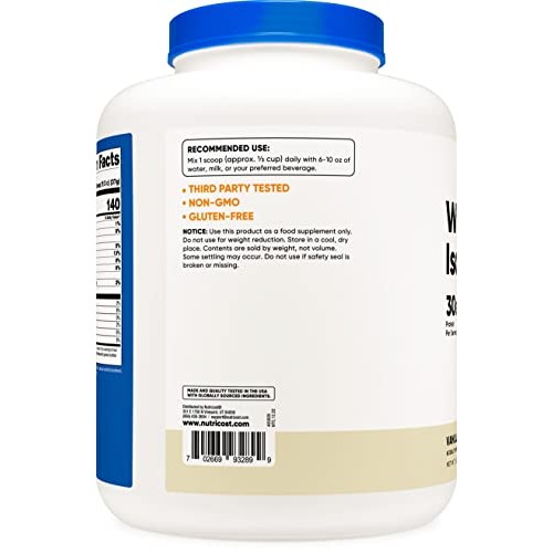 Nutricost Isolate Whey Protein Supplement Powder, Vanilla, 5.20 p...