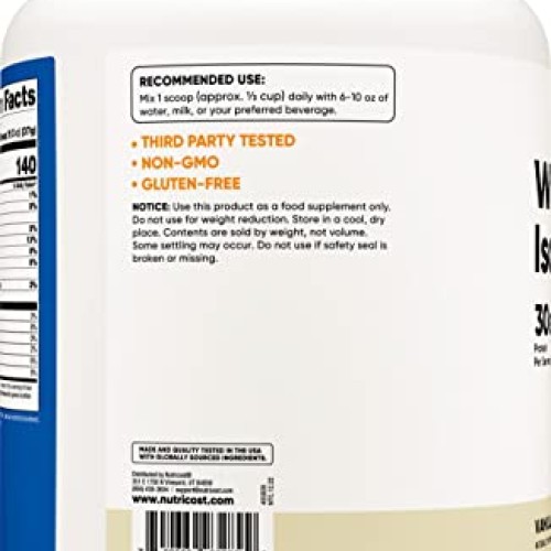 Nutricost Isolate Whey Protein Supplement Powder, Vanilla, 5.20 p...
