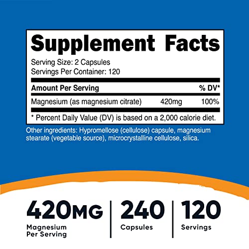 Nutricost Magnesium Citrate 420mg, 120 Servings 210mg Per Capsul...