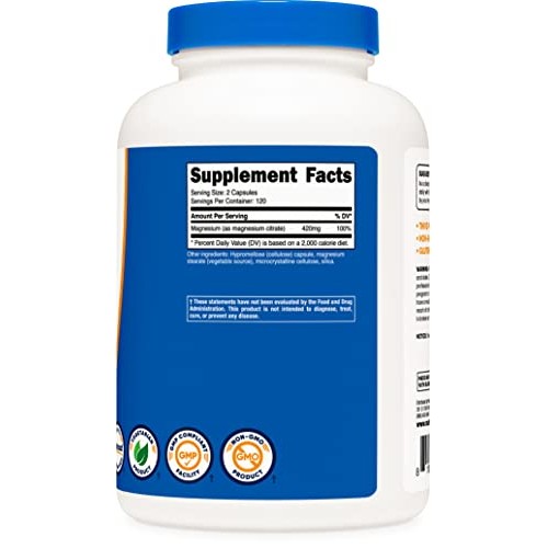 Nutricost Magnesium Citrate 420mg, 120 Servings 210mg Per Capsul...