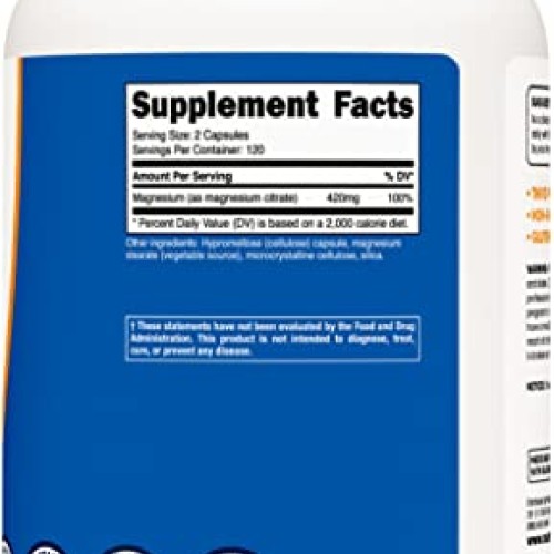Nutricost Magnesium Citrate 420mg, 120 Servings 210mg Per Capsul...