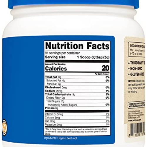Nutricost Organic Beet Root Powder 1 LB - Superfood, Certified US...
