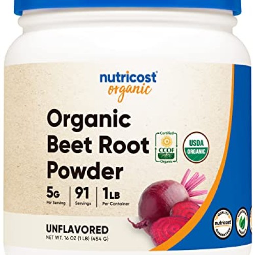 Nutricost Organic Beet Root Powder 1 LB - Superfood, Certified US...