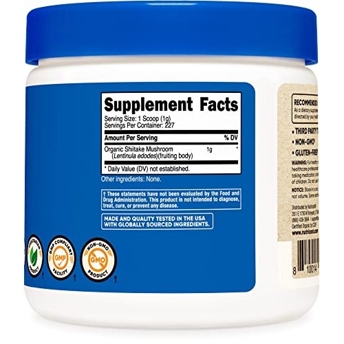 Nutricost Organic Shiitake Mushroom Powder 8oz - 100% Organic Cer...