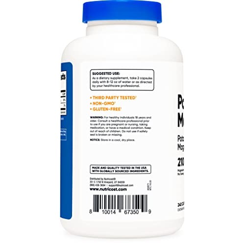 Nutricost Potassium 99 mg Magnesium 210 mg Citrates, 240 Caps...