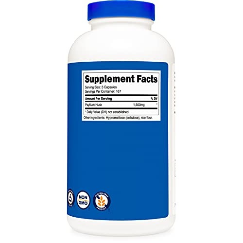 Nutricost Psyllium Husk 500mg, 500 Capsules - 1500mg Per Serving,...