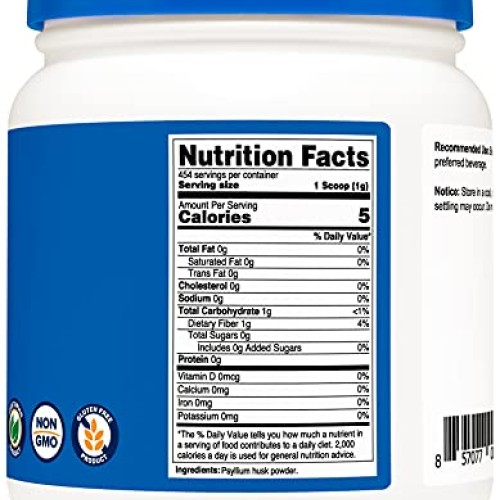 Nutricost Psyllium Husk Ground Powder 1lbs - Gluten Free and No...