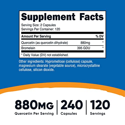 Nutricost Quercetin 880mg, 240 Vegetarian Capsules with Bromelain...