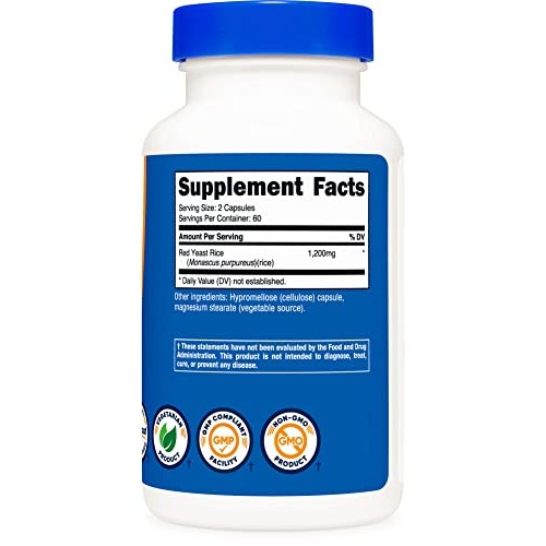 Nutricost Red Yeast Rice 1200mg, 120 Capsules - 60 Serv, Veggie C...