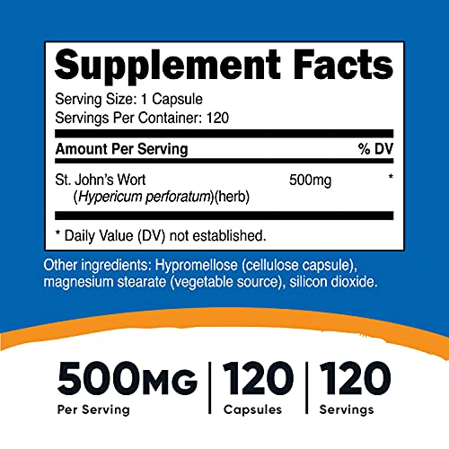 Nutricost St John’s Wort Capsules 500mg 120 Capsules- Gluten Fr...