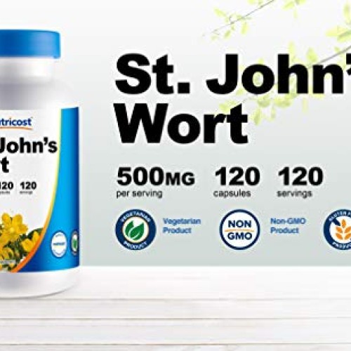Nutricost St John’s Wort Capsules 500mg 120 Capsules- Gluten Fr...