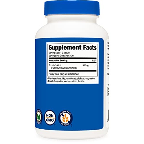 Nutricost St John’s Wort Capsules 500mg 120 Capsules- Gluten Fr...