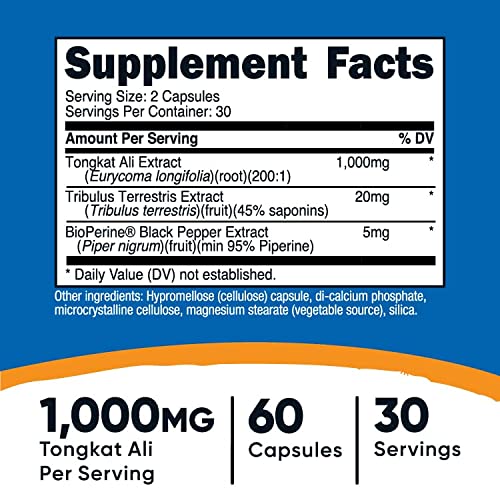Nutricost Tongkat Ali 1,000mg 60 Capsules - with Tribulus Terrest...