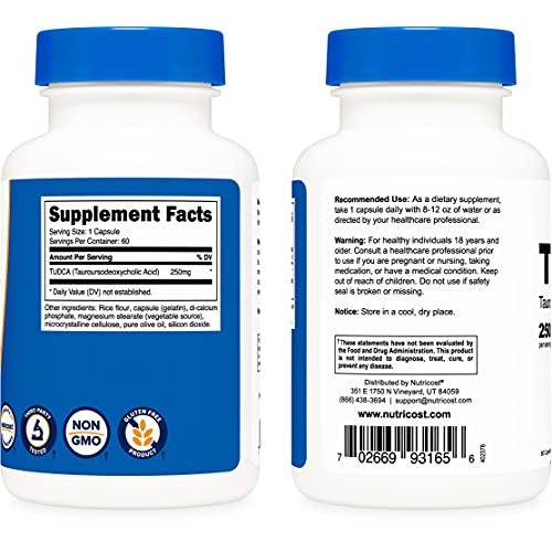 Nutricost Tudca 250mg, 60 Capsules Tauroursodeoxycholic Acid - ...