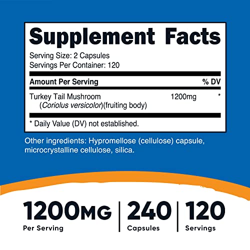 Nutricost Turkey Tail Mushroom Capsules 1200mg, 120 Servings 240...