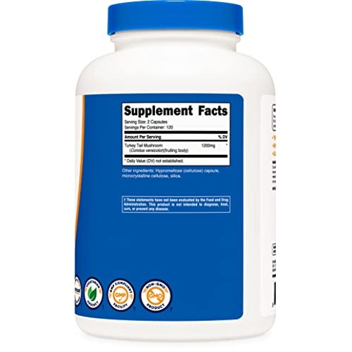Nutricost Turkey Tail Mushroom Capsules 1200mg, 120 Servings 240...