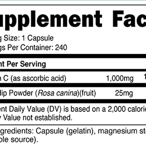 Nutricost Vitamin C with Rose Hips 1025mg, 240 Capsules - Vitamin...