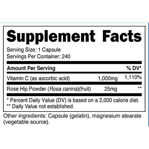 Nutricost Vitamin C with Rose Hips 1025mg, 240 Capsules - Vitamin...