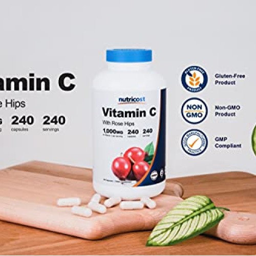 Nutricost Vitamin C with Rose Hips 1025mg, 240 Capsules - Vitamin...