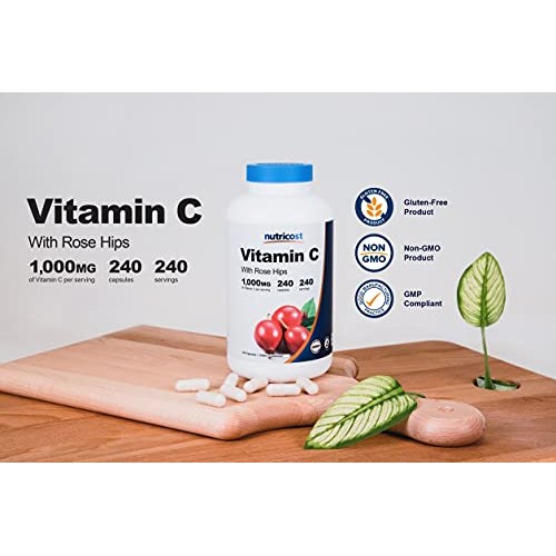 Nutricost Vitamin C with Rose Hips 1025mg, 240 Capsules - Vitamin...