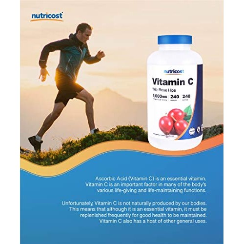 Nutricost Vitamin C with Rose Hips 1025mg, 240 Capsules - Vitamin...