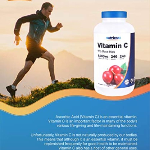 Nutricost Vitamin C with Rose Hips 1025mg, 240 Capsules - Vitamin...