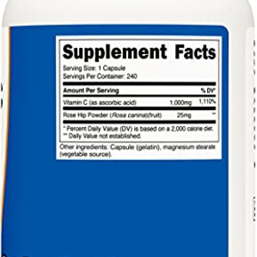 Nutricost Vitamin C with Rose Hips 1025mg, 240 Capsules - Vitamin...