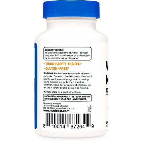 Nutricost Vitamin K2 MK-7 100 mcg, 240 Softgels - Gluten Free and...