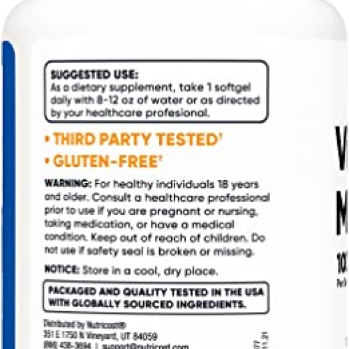 Nutricost Vitamin K2 MK-7 100 mcg, 240 Softgels - Gluten Free and...