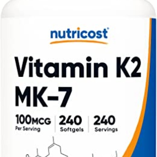Nutricost Vitamin K2 MK-7 100 mcg, 240 Softgels - Gluten Free and...