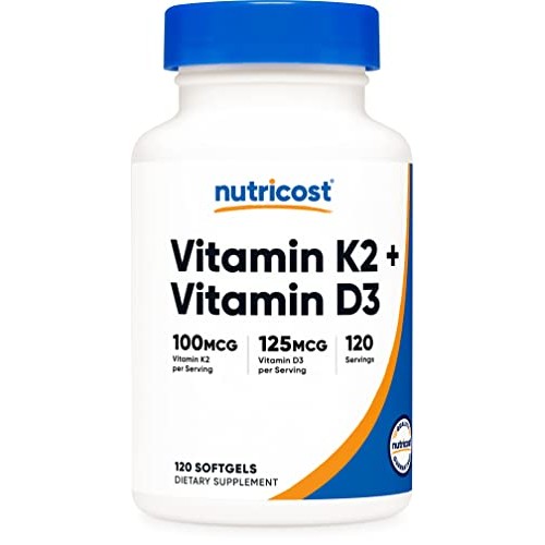 Nutricost Vitamin K2 MK7 100mcg + Vitamin D3 5000 IU 120 So...
