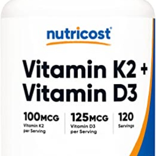 Nutricost Vitamin K2 MK7 100mcg + Vitamin D3 5000 IU 120 So...