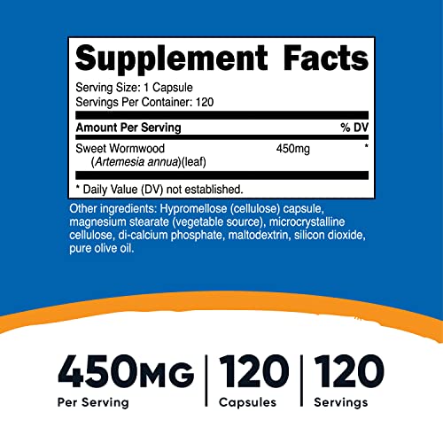 Nutricost Wormwood Capsules 450mg 120 Capsules - Vegetarian Caps,...