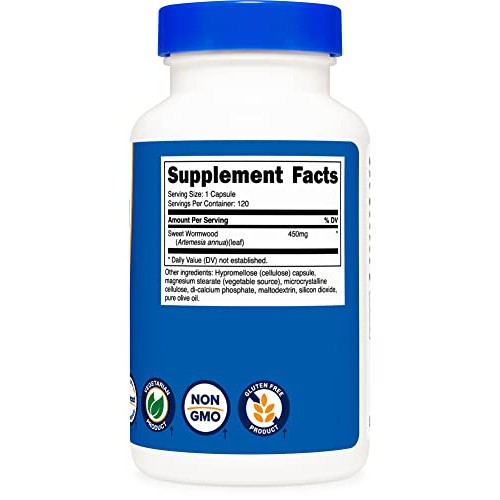 Nutricost Wormwood Capsules 450mg 120 Capsules - Vegetarian Caps,...