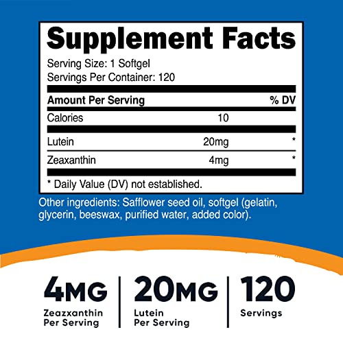Nutricost Zeaxanthin with Lutein 20mg, 120 Softgels - Potent, Non...