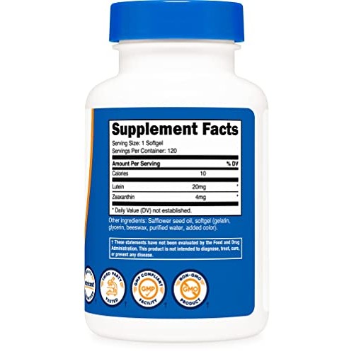 Nutricost Zeaxanthin with Lutein 20mg, 120 Softgels - Potent, Non...