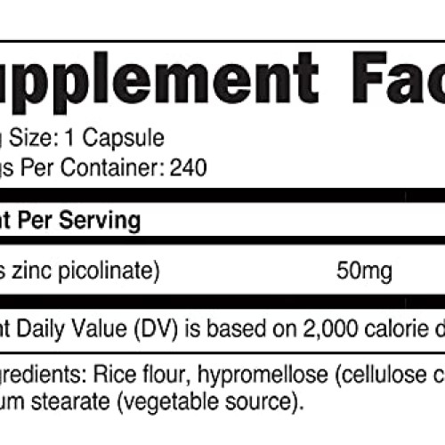 Nutricost Zinc Picolinate 50mg, 240 Vegetarian Capsules - Gluten ...