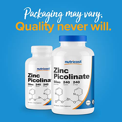 Nutricost Zinc Picolinate 50mg, 240 Vegetarian Capsules - Gluten ...