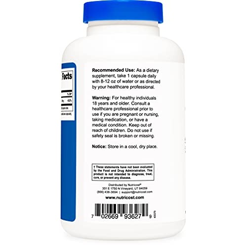 Nutricost Zinc Picolinate 50mg, 240 Vegetarian Capsules - Gluten ...
