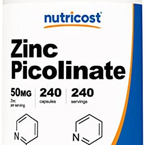 Nutricost Zinc Picolinate 50mg, 240 Vegetarian Capsules - Gluten ...