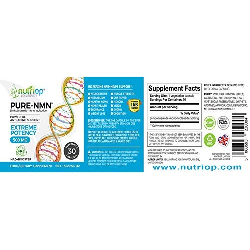 Pure-NMN Nicotinamide Mononucleotide Extreme Potency 500mg Capsul...