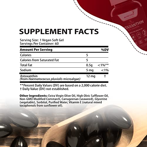 Nutritunes Astaxanthin 12mg Vegan Softgels - Powerful Health Supp...