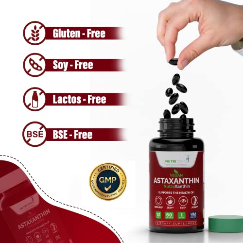 Nutritunes Astaxanthin 12mg Vegan Softgels - Powerful Health Supp...