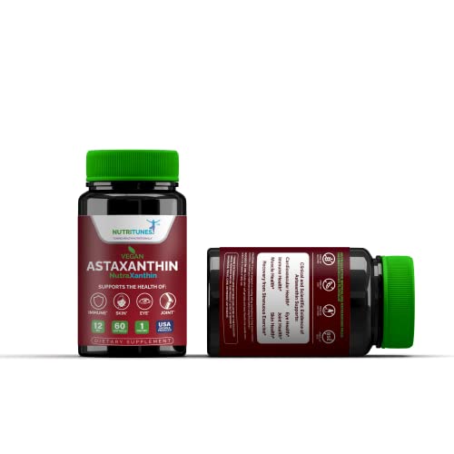 Nutritunes Astaxanthin 12mg Vegan Softgels - Powerful Health Supp...