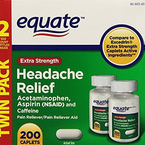 Equate Extra Strength Headache Relief Acetaminophen, Aspirin NSA...