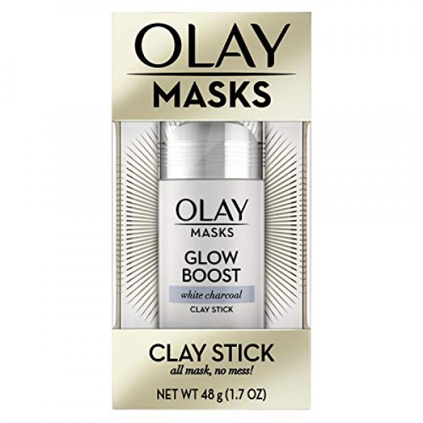 Face Masks by Olay, Clay Charcoal Facial Mask Stick, Glow Boost W...