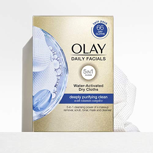 Olay Daily Facials, Deeply Purifying Clean, 5-in-1 Cleansing Wipe...
