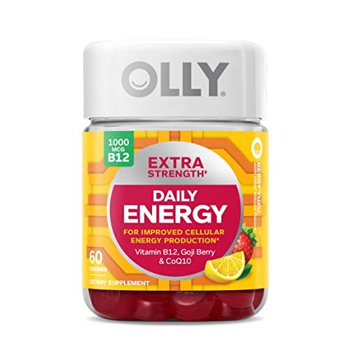OLLY Extra Strength Daily Energy Gummy, Caffeine Free, 1000mcg Vi...